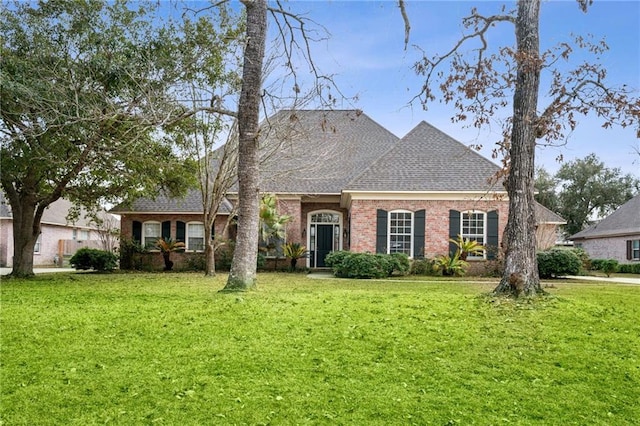 view of front of home featuring a front lawn