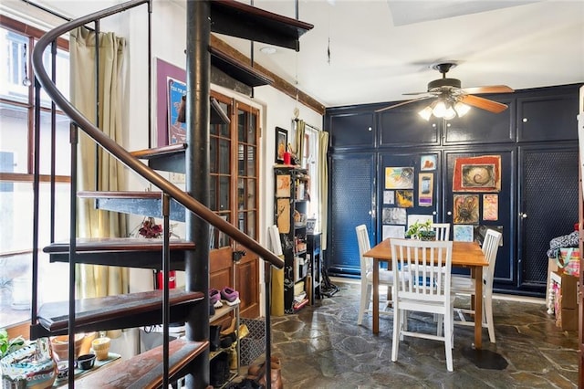 dining room with ceiling fan