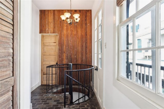 interior space featuring an inviting chandelier