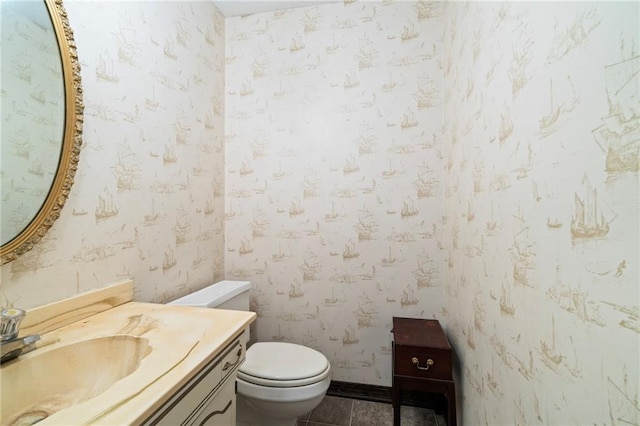 122 Belle Terre Blvd, Covington, LA 70433 - bathroom with toilet, vanity, and wallpapered walls