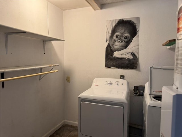 205 Hollow Rock Ct, Slidell, LA 70461 - washroom with washer and clothes dryer and dark tile patterned floors