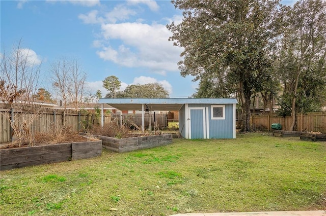 view of outbuilding with a lawn