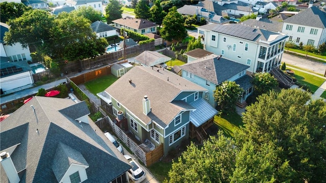 aerial view featuring a residential view