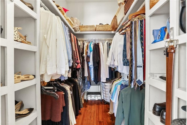 walk in closet featuring dark hardwood / wood-style floors