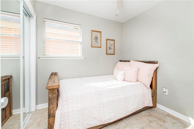 bedroom featuring ceiling fan