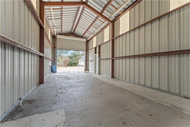 garage featuring metal wall