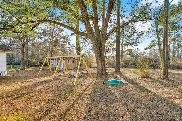 view of yard with a playground