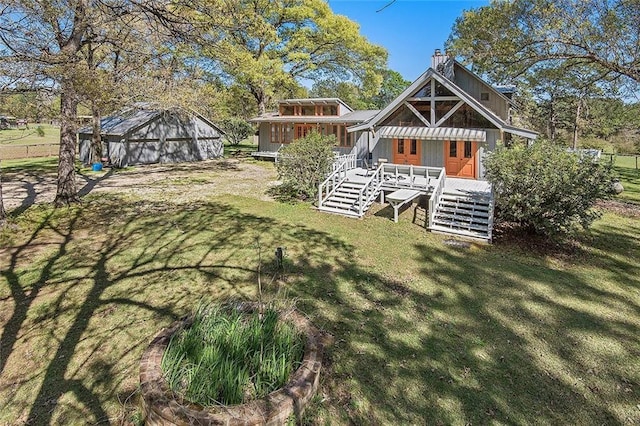 view of yard with a deck