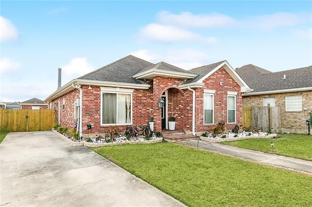 view of front of property featuring a front lawn