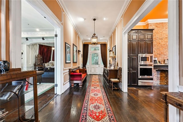 1555 N Miro St, New Orleans, LA 70119 - entryway featuring dark wood-style flooring and crown molding
