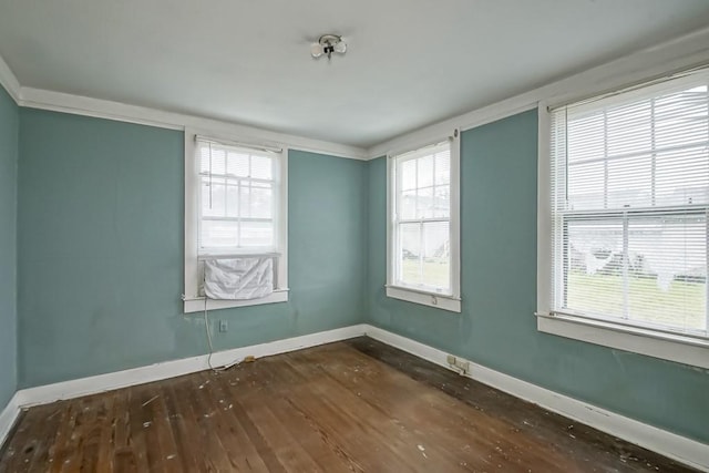 unfurnished room featuring dark wood-type flooring