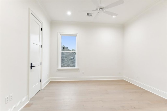 3705 Rue Emilion Dr, Metairie, LA 70002 - empty room with light wood finished floors, ornamental molding, ceiling fan, and recessed lighting