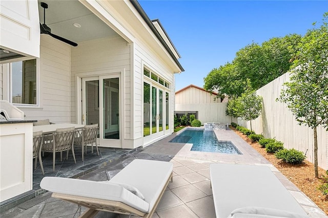 3705 Rue Emilion Dr, Metairie, LA 70002 - view of pool with a patio, a fenced backyard, and ceiling fan