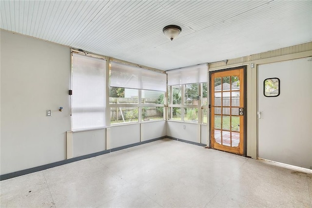 view of unfurnished sunroom