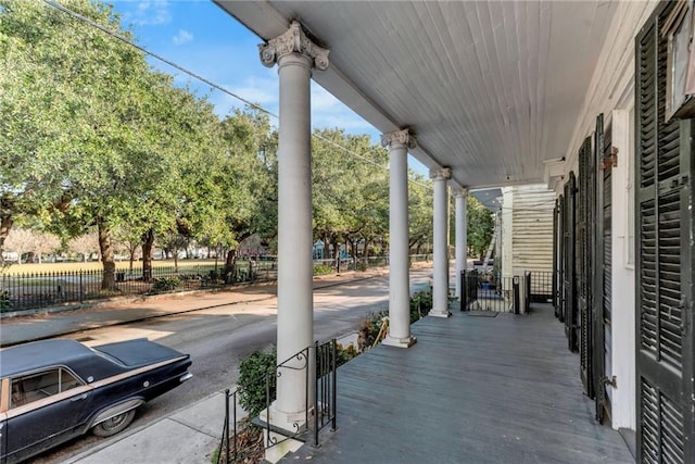 view of patio featuring a porch