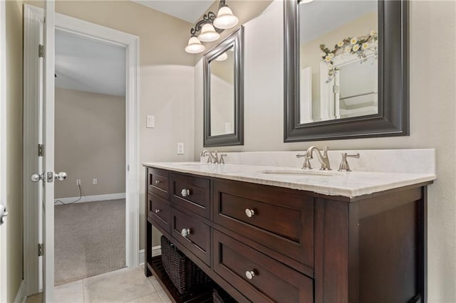 bathroom featuring vanity and tile patterned floors