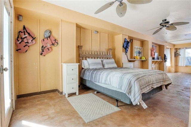 bedroom featuring ceiling fan