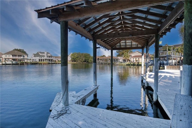 view of dock featuring a water view