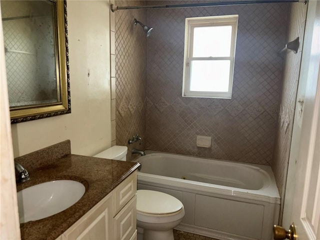 7540 Fieldston Rd, New Orleans, LA 70126 - bathroom with toilet, vanity, and shower / tub combination