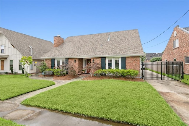 view of front of home with a front lawn