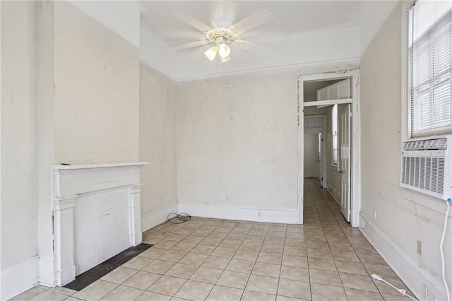 interior space with light tile patterned flooring and cooling unit