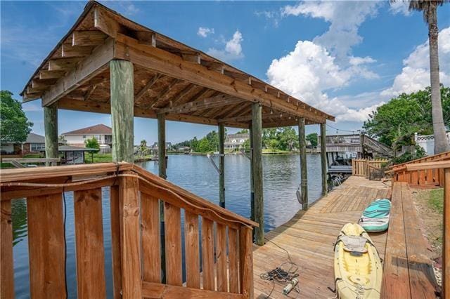 view of dock featuring a water view