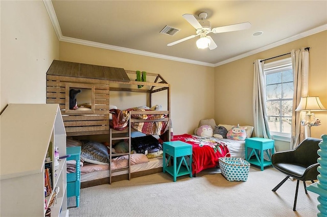 170 English Turn Dr, New Orleans, LA 70131 - bedroom featuring ceiling fan, ornamental molding, and carpet flooring