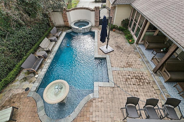 170 English Turn Dr, New Orleans, LA 70131 - view of swimming pool with a patio area, pool water feature, and an in ground hot tub