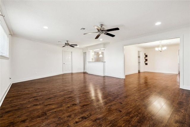 3512 James Dr, Metairie, LA 70003 - unfurnished living room with baseboards, recessed lighting, wood finished floors, and visible vents