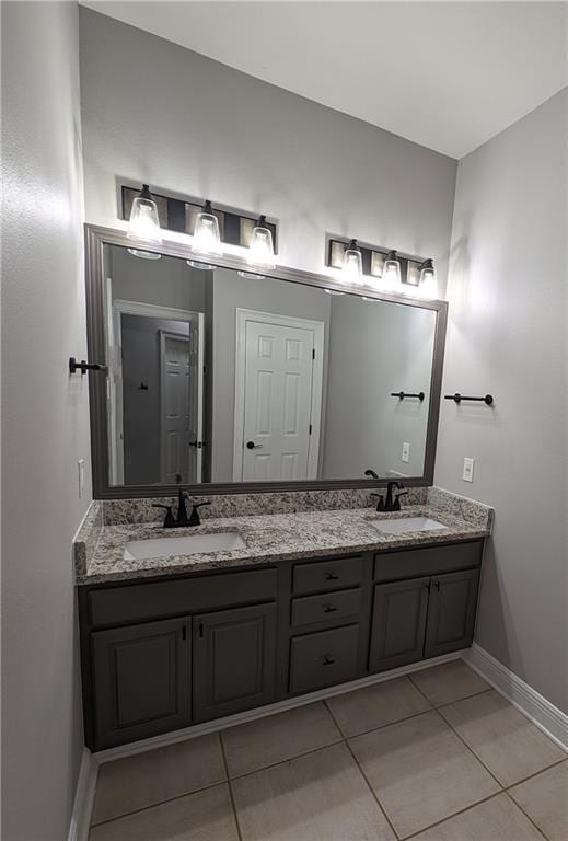 bathroom featuring vanity and tile patterned floors