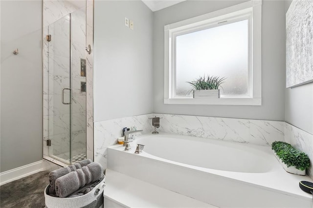 1125 Kingswood Dr, Westwego, LA 70094 - bathroom with a garden tub and a marble finish shower