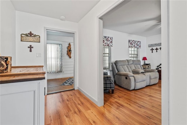 interior space with a healthy amount of sunlight and light hardwood / wood-style flooring