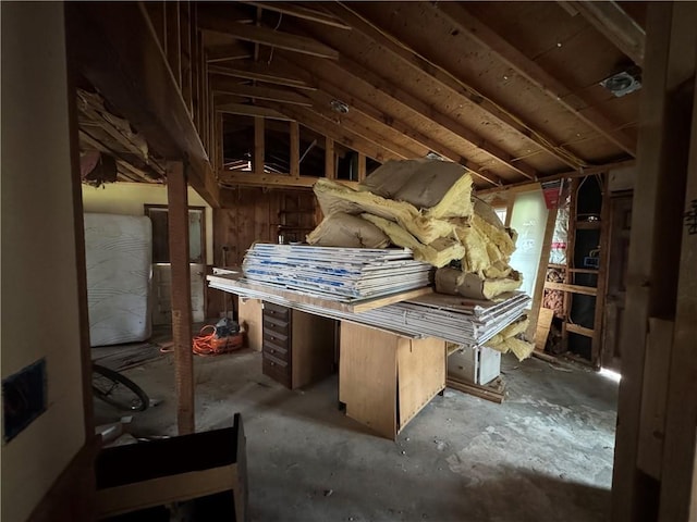 view of unfinished attic