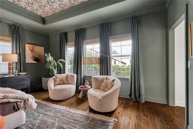 2809 Prytania St, New Orleans, LA 70115 - bedroom featuring wood-type flooring, ornamental molding, baseboards, and a raised ceiling