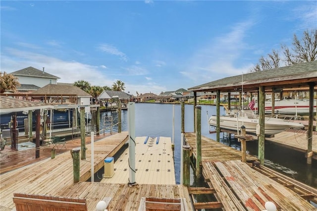 view of dock featuring a water view