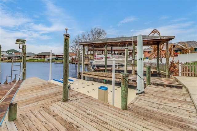 view of dock featuring a water view