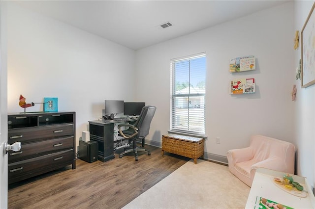 office space featuring hardwood / wood-style flooring