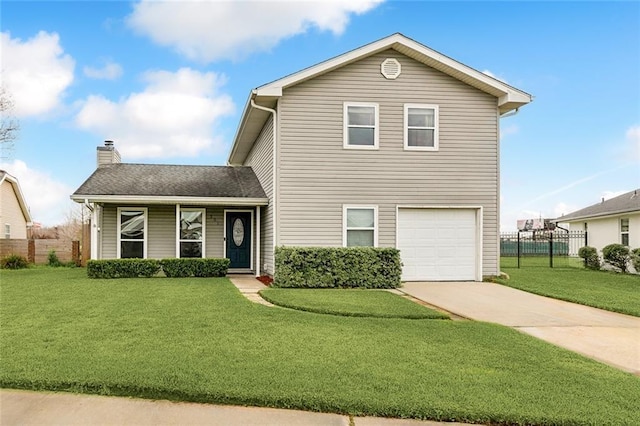 view of front facade with a garage and a front yard