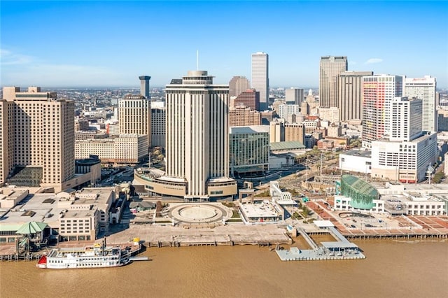 view of city with a water view