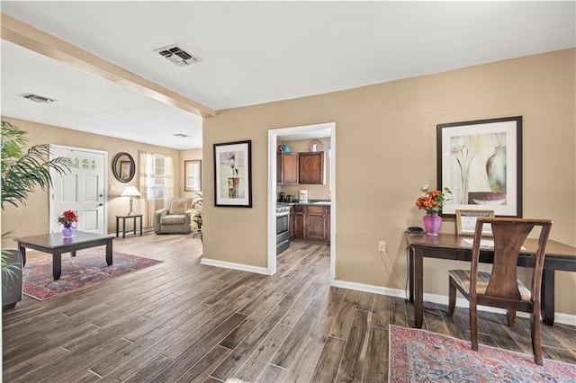 interior space featuring dark hardwood / wood-style floors