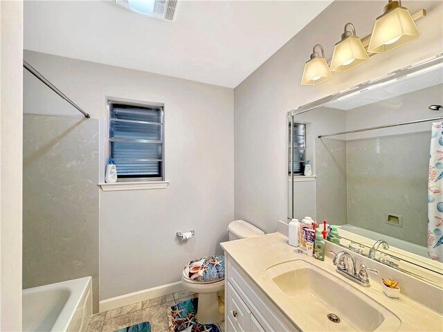 102 Chubasco Ln, Slidell, LA 70458 - bathroom featuring toilet, baseboards, shower / tub combo, and vanity
