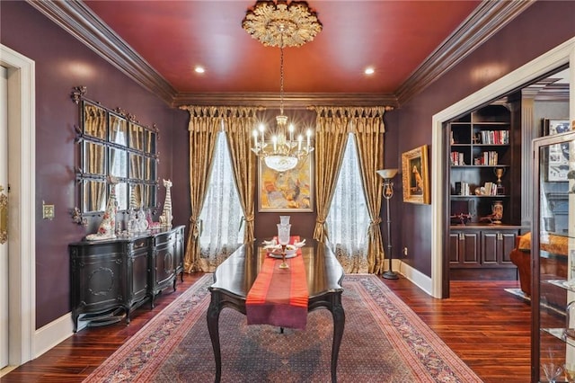 180 E Oakridge Park, Metairie, LA 70005 - office with an inviting chandelier, crown molding, and dark wood-type flooring