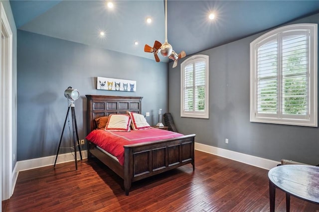 180 E Oakridge Park, Metairie, LA 70005 - bedroom with dark wood-type flooring and vaulted ceiling