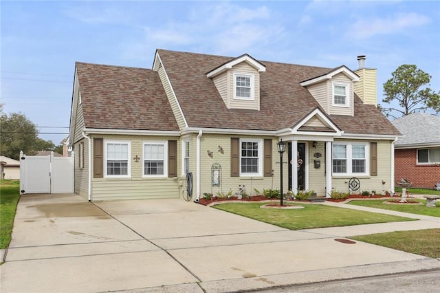 cape cod house with a front lawn