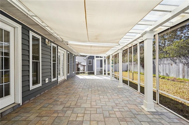 view of unfurnished sunroom