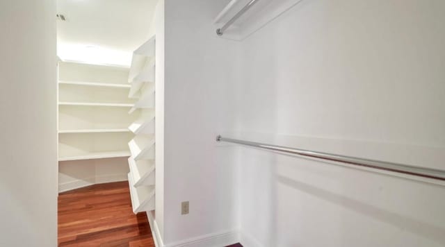 spacious closet with hardwood / wood-style floors