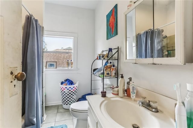 2226 Saint Bernard Ave, New Orleans, LA 70119 - bathroom with tile patterned floors, curtained shower, and vanity