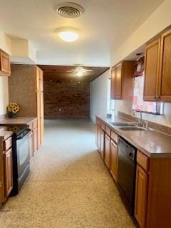 kitchen featuring sink and black appliances