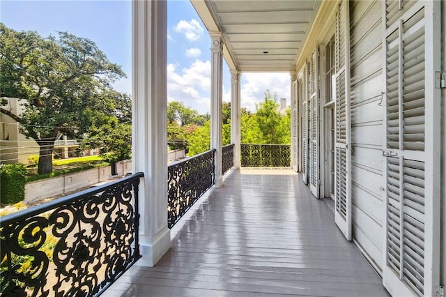 balcony featuring a porch