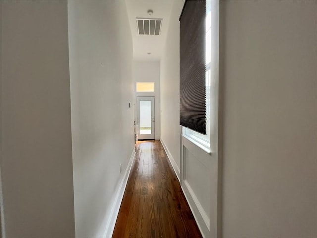 hall featuring dark hardwood / wood-style flooring